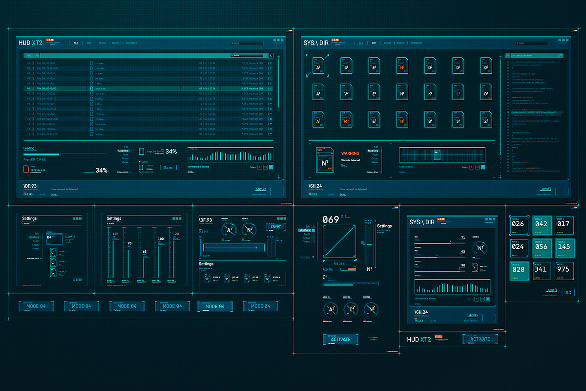 Futuristic HUD Interface UI XT2, an UI Kit Template by TITO (Photo 4 of 5)