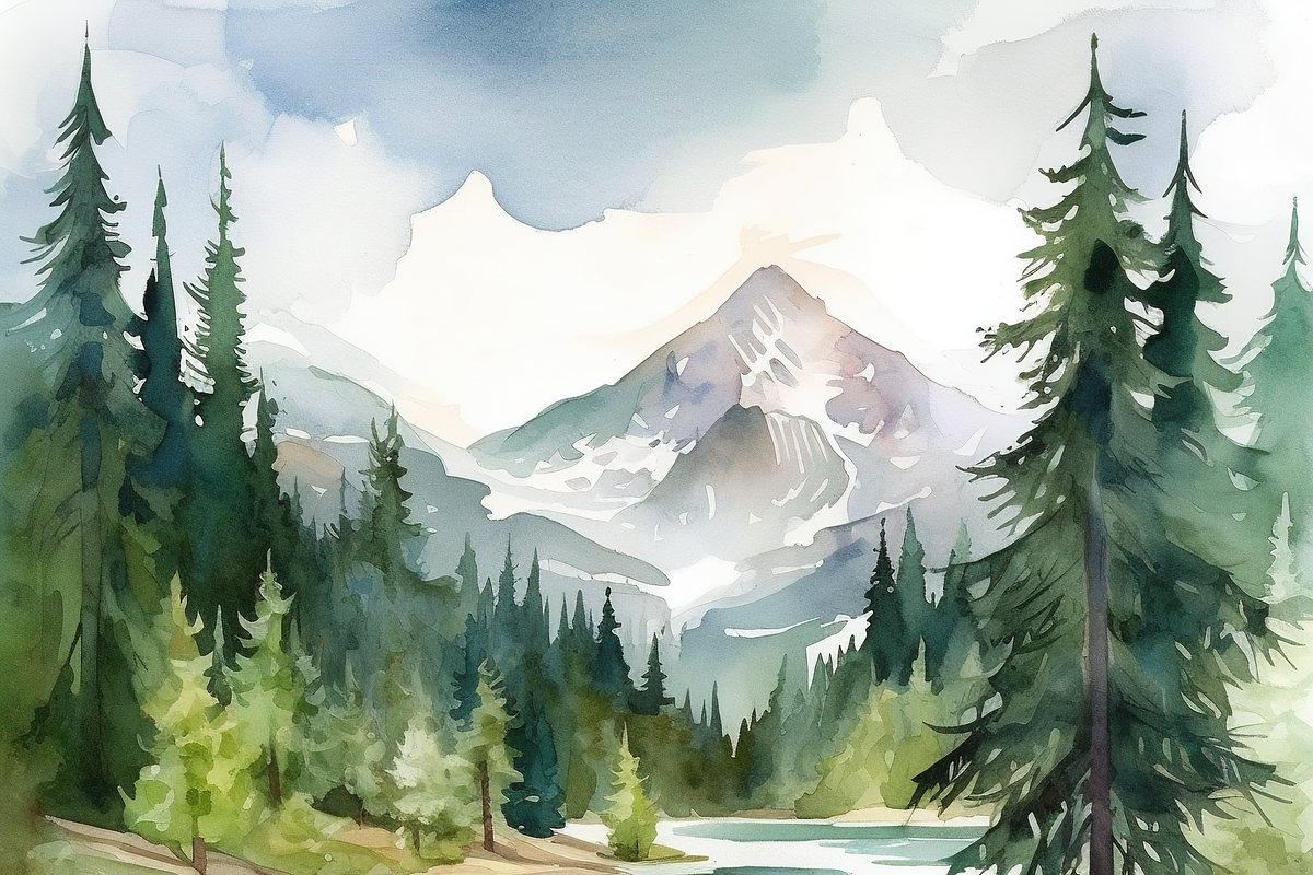 Watercolor Mountain Landscape, a Background Graphic by Printable Treasure (Photo 7 of 7)