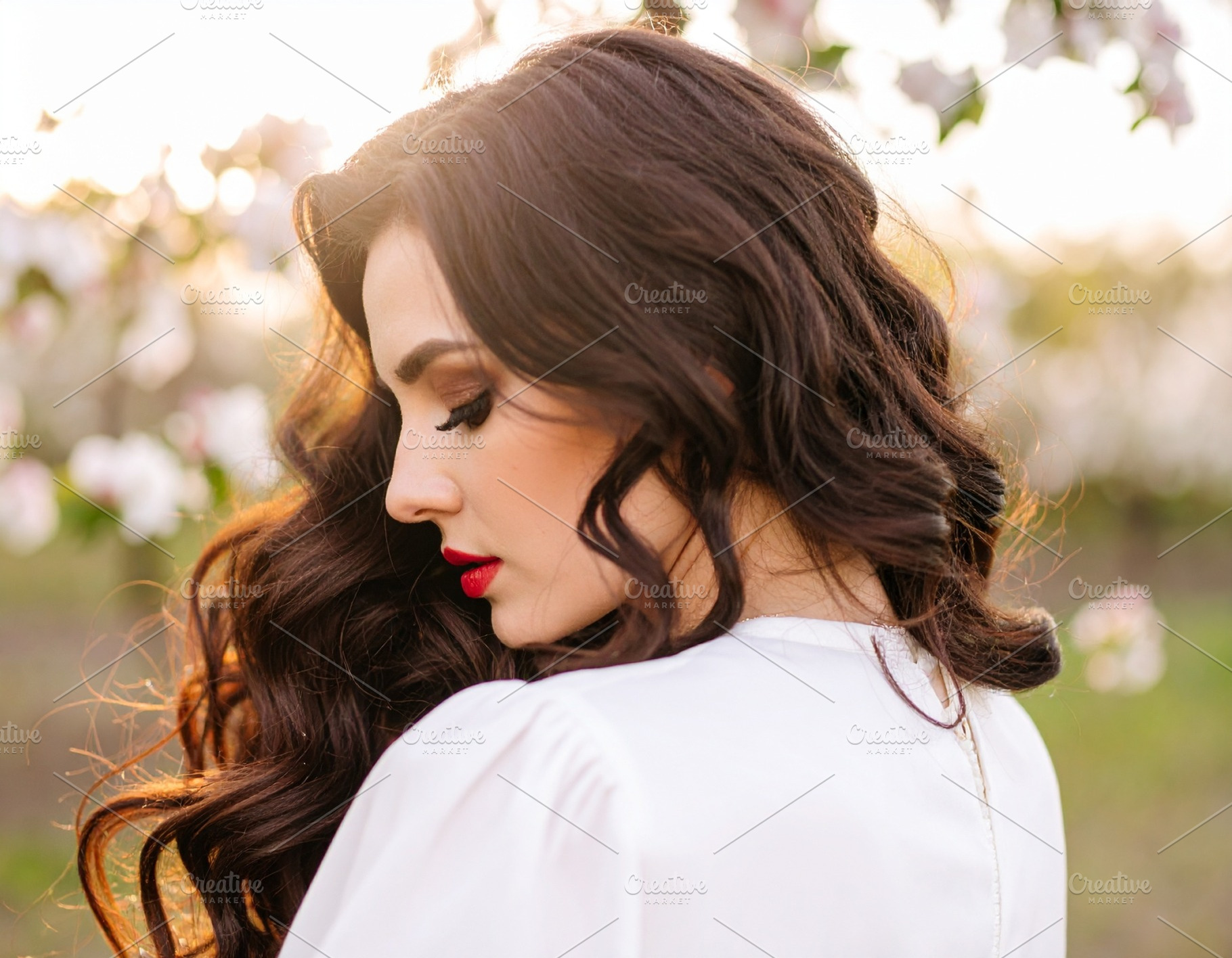 beautiful young woman outdoor AI generated, a Photo by WorldOfPhotos
