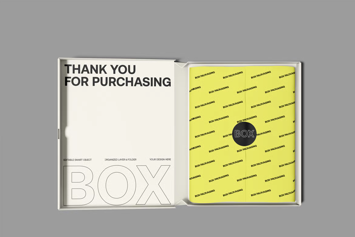 Cardboard Mailer Box Mockup, a Packaging Mockup by graphicsauce (Photo 2 of 4)