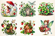 Spring Strawberry Fairy Garden, a Seasonal Illustration by DreamArtGraphic (Thumbnail 3 of 5)
