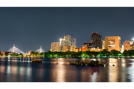 Zakim Bridge and Charles River, an Architecture Photo by Leonid Andronov