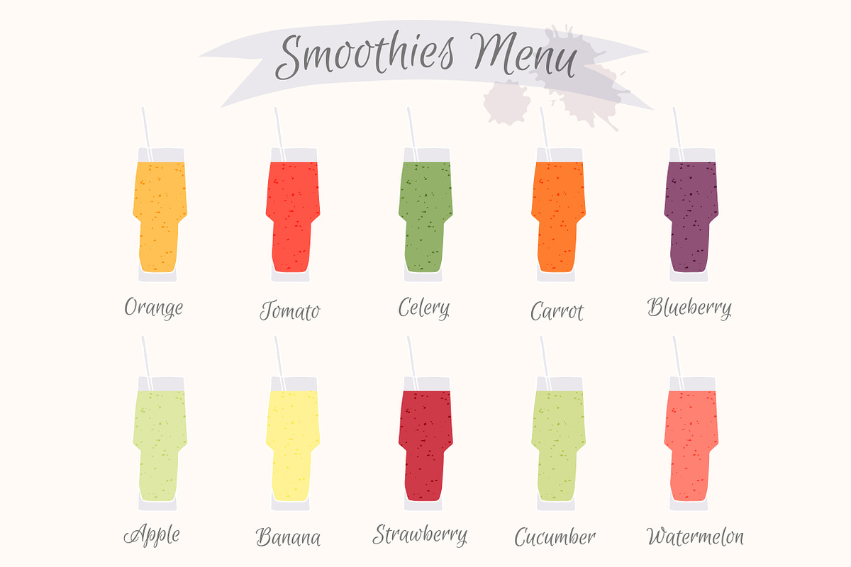Collection fruit smoothies., a Food Illustration by itiir (Photo 10 of 11)