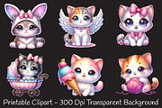 Kawaii Kitten Sublimation Clipart, an Illustration by RobertsArt (Thumbnail 2 of 7)