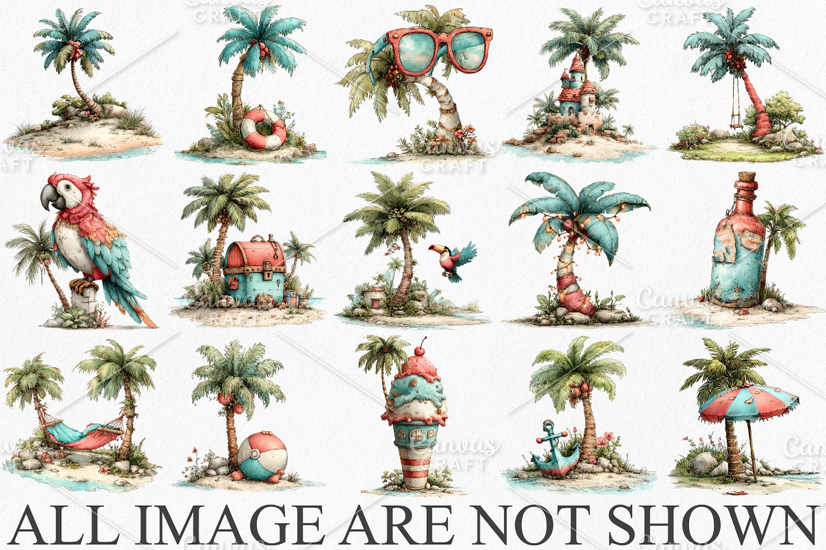 Whimsical Summer Beach Palm Tree PNG, an Illustration by Canvas Craft (Photo 3 of 7)