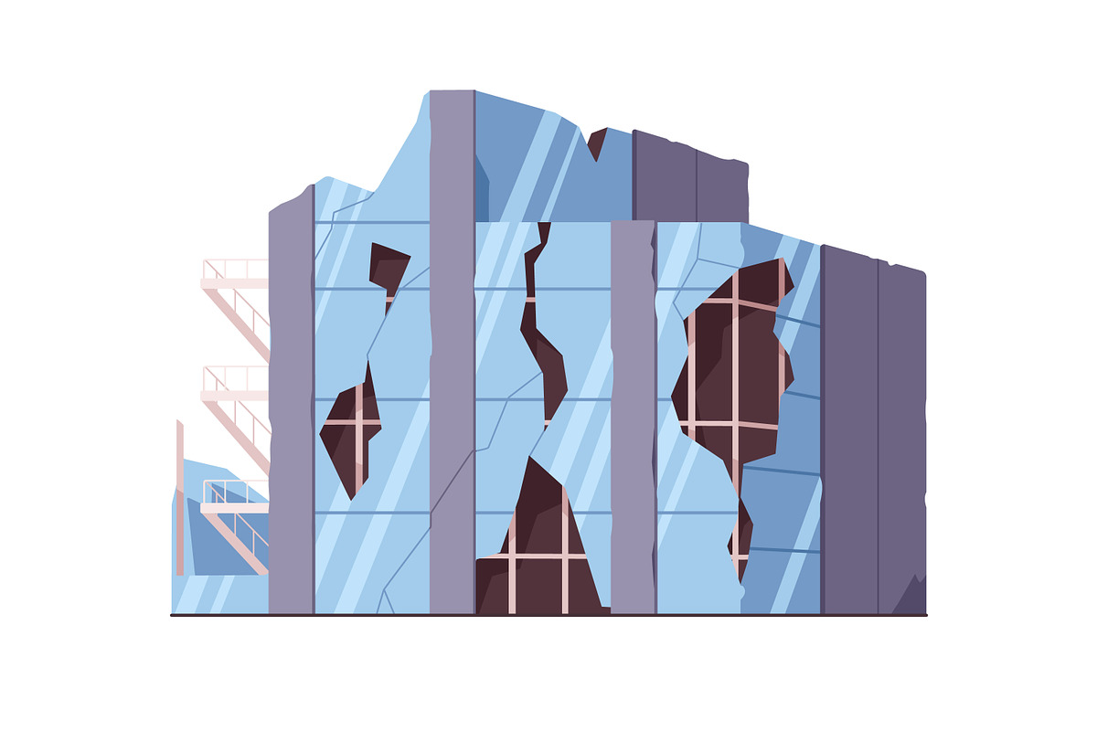 Broken ruined house buildings set, an Object Illustration by Good Studio (Photo 6 of 14)