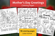 Mother's Day Greeting Coloring Pages, an Illustration by ChristinaDesigns (Thumbnail 1 of 5)