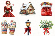 Classic Christmas Watercolor Clipart, an Illustration by OK Design (Thumbnail 2 of 5)