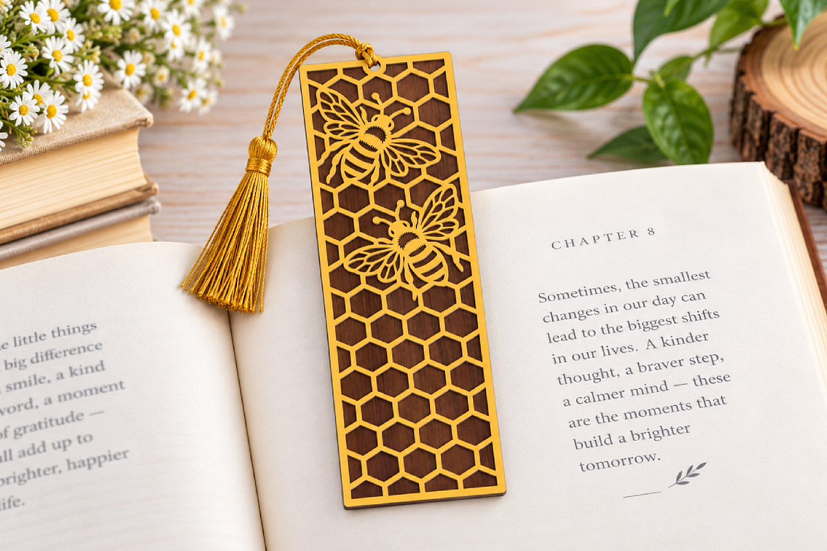 Honeycomb Bee Bookmark SVG File, an Object Graphic by Libby Wishes (Photo 1 of 3)