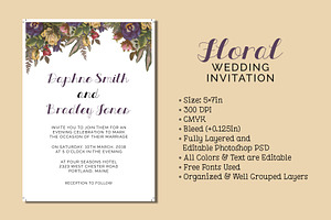 Floral Wedding Invitation, an Invitation Template by Cyrah's Collection