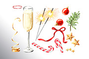 Festive Champagne, a Food Illustration by Daria Ustiugova (Thumbnail 8 of 10)