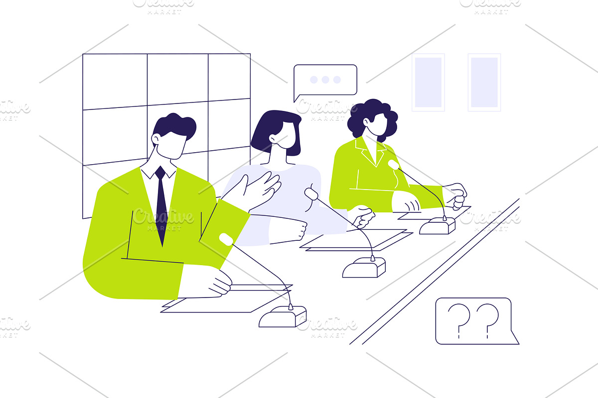 Giving press conference abstract, an Illustration by Visual Generation