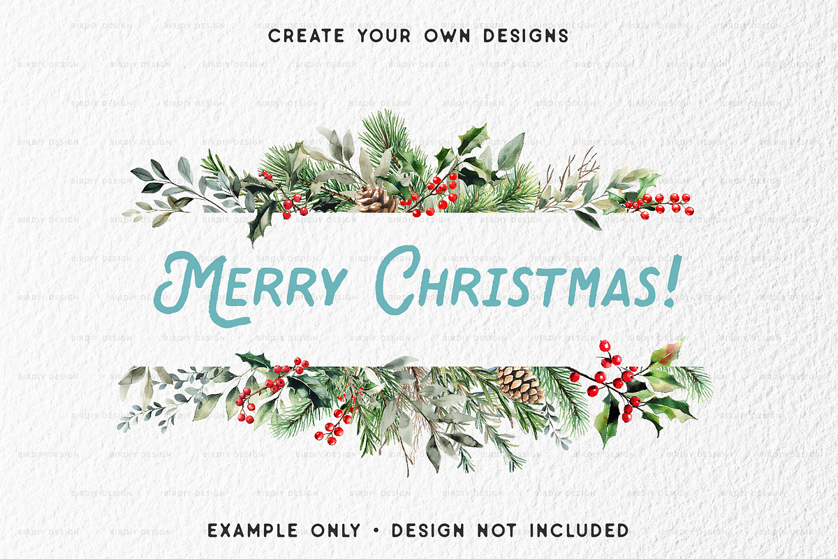 Watercolor Christmas Illustrations, a Seasonal Illustration by BirDIY Design (Photo 8 of 8)