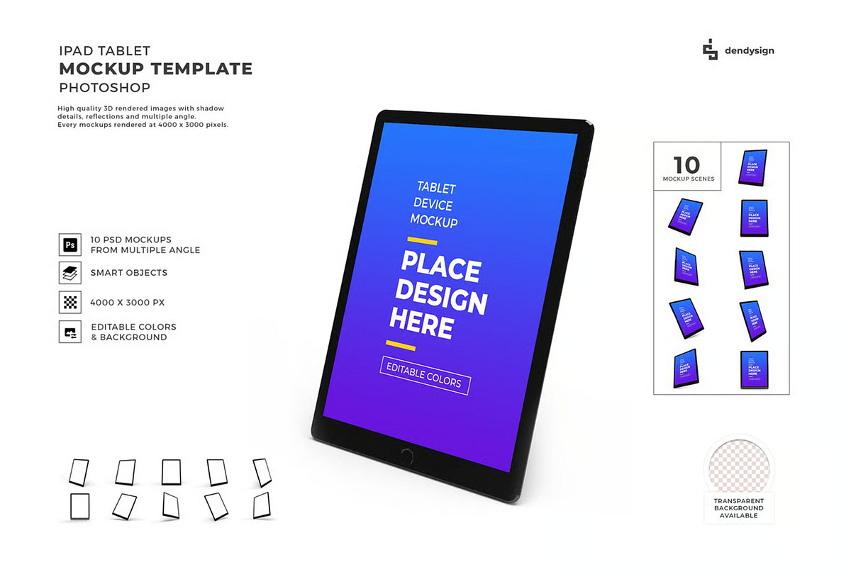 Tablet Device Mockup Template Set, an iPad Mockup by DesignRushMarket (Photo 1 of 11)
