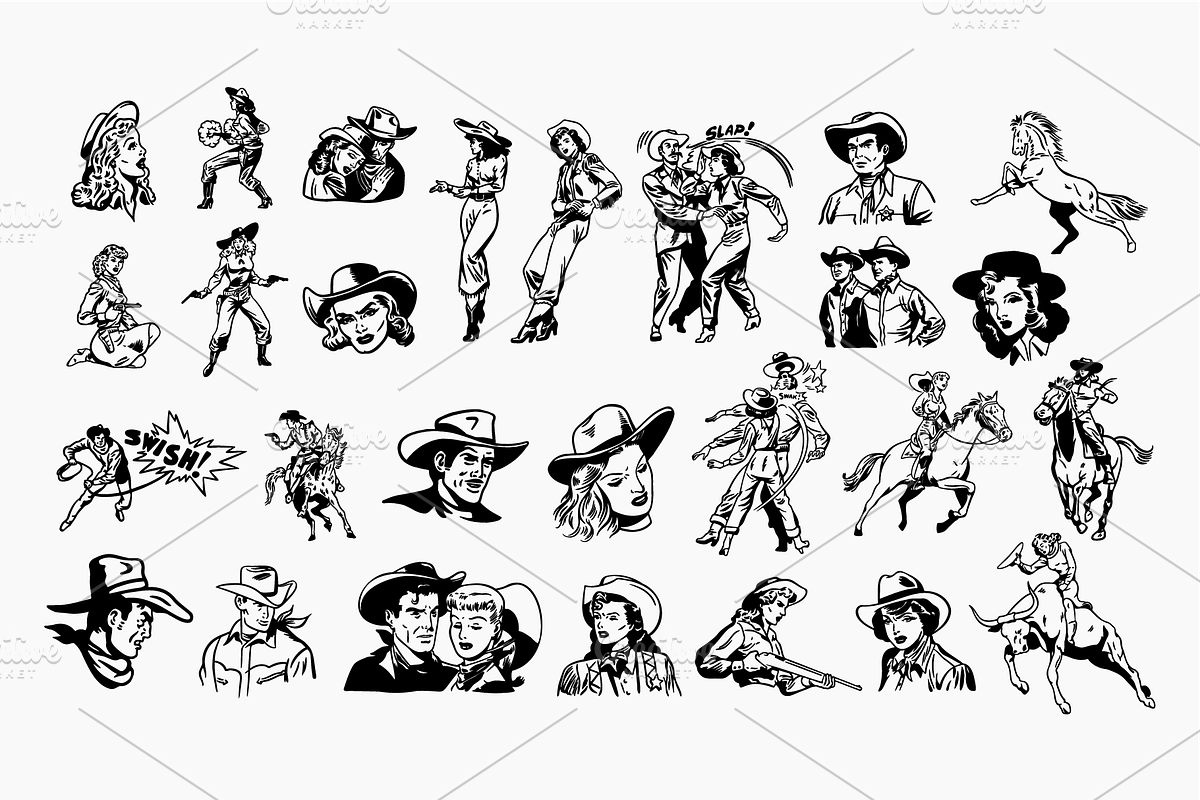 Western Illustrations Retro Bundle, a Graphic by FM Era Studio (Photo 3 of 6)