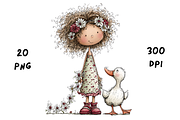 Whimsical Floral Girl and Duck, an Animal Illustration by GiraffeCreative (Thumbnail 17 of 20)