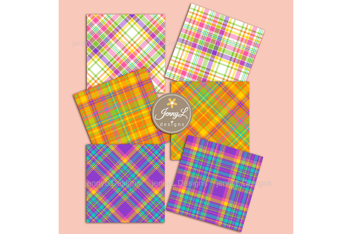 Colorful Bright Plaids Digital Paper, a Background Graphic by JennyL Designs (Photo 6 of 7)