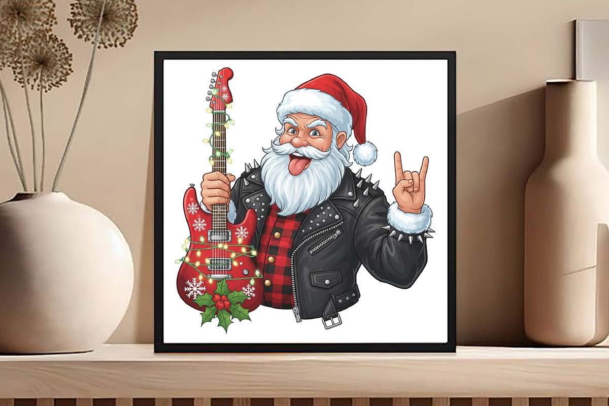 Vintage Rock & Roll Christmas Santa, an Illustration by Black Bird Studio (Photo 4 of 4)