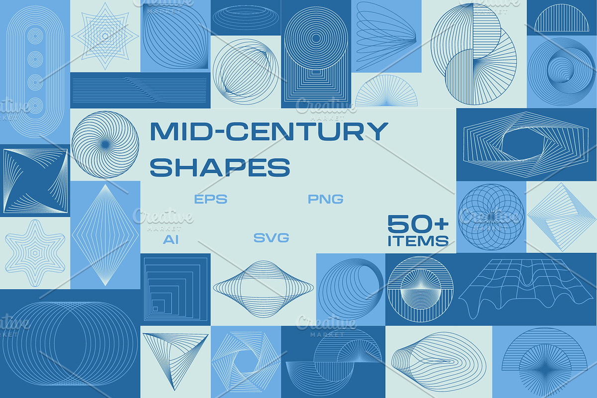 Mid-Century Retro Spiral Shapes, an Object Graphic by Boo Guevara Shop (Photo 1 of 4)
