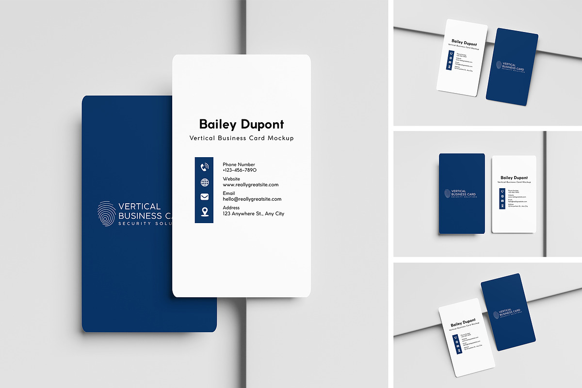 Vertical Business Card Mockup, an Advertising Mockup by swsi-studio (Photo 1 of 5)