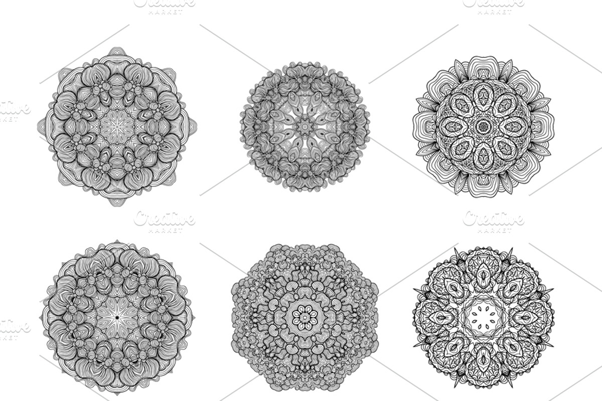 Vector round ornaments set