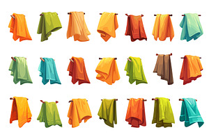 Set of hanging towels of different, an Object Illustration by LadadikArt