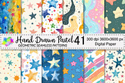 Hand Drawn Pastel Doodle Stars, a Pattern Graphic by Canvas Craft (Thumbnail 1 of 6)