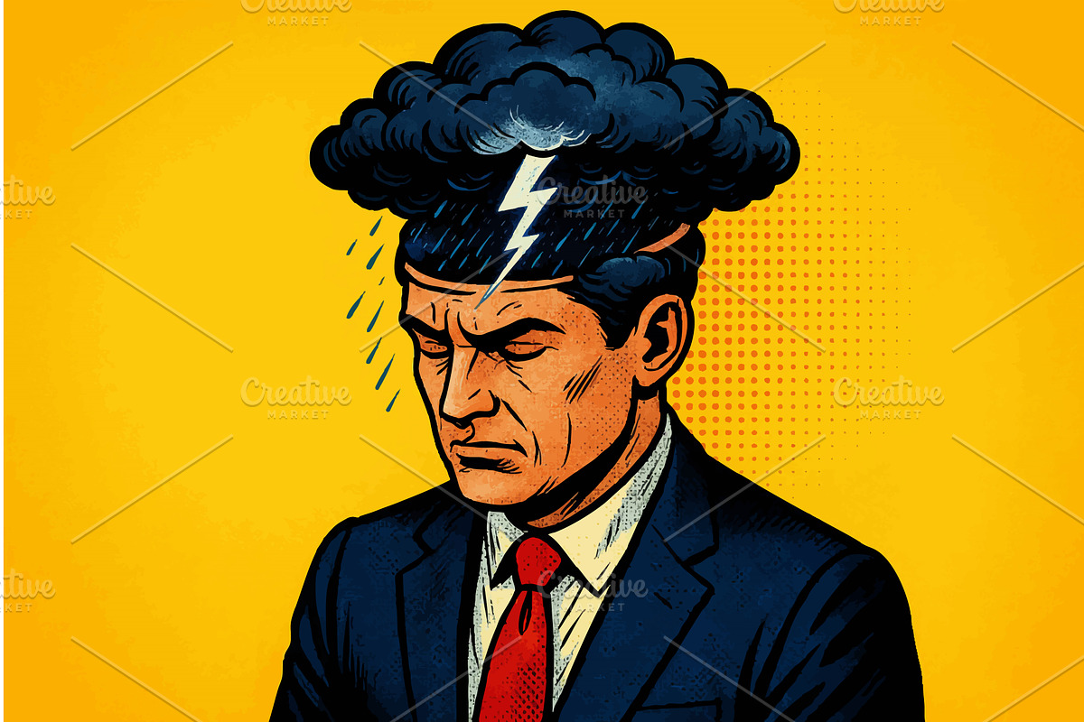 Stressed Businessman with, a Person Illustration by AlexArt