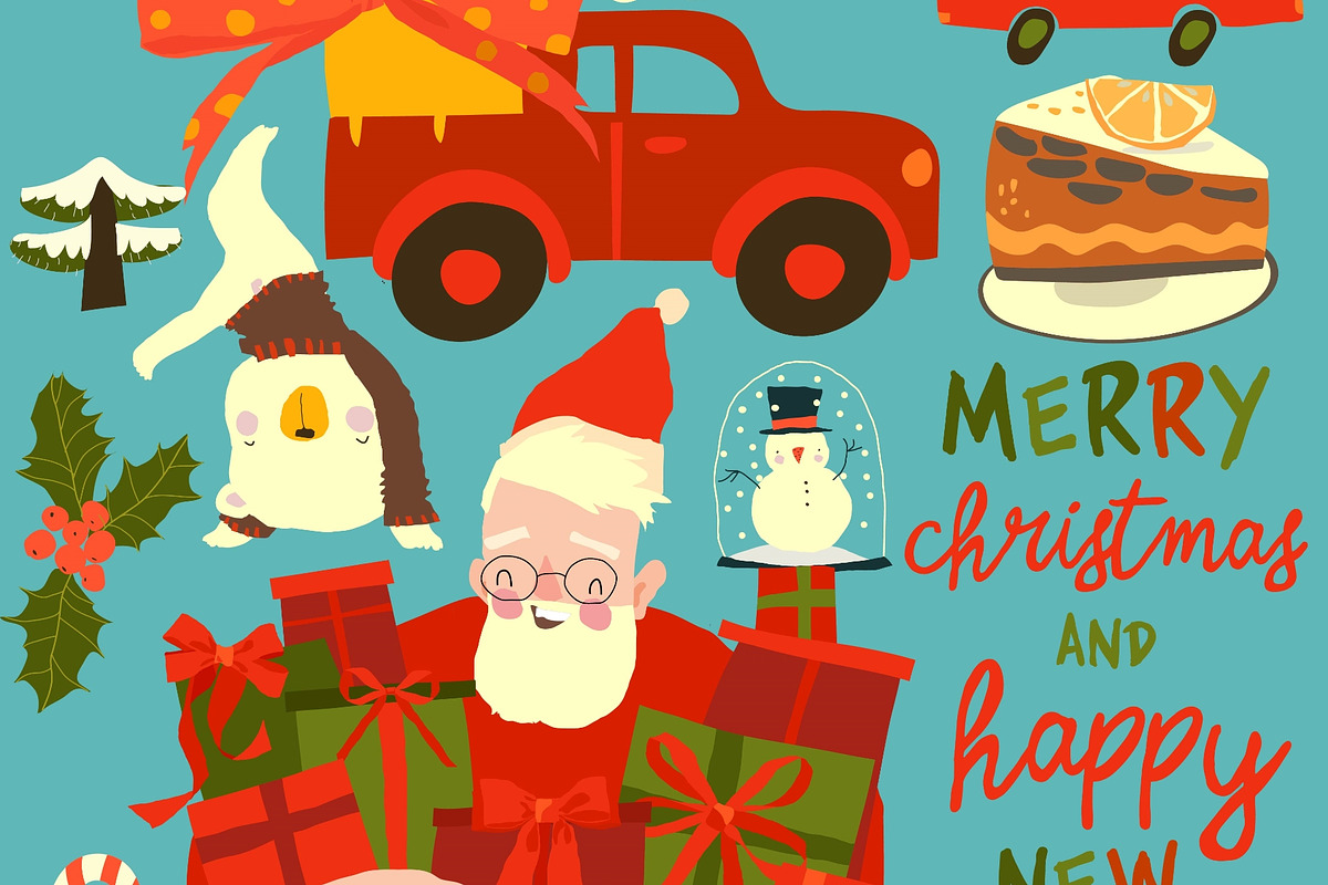 Cute Cartoon Set With Santa Claus, an Object Illustration by Maria Starus (Photo 2 of 3)