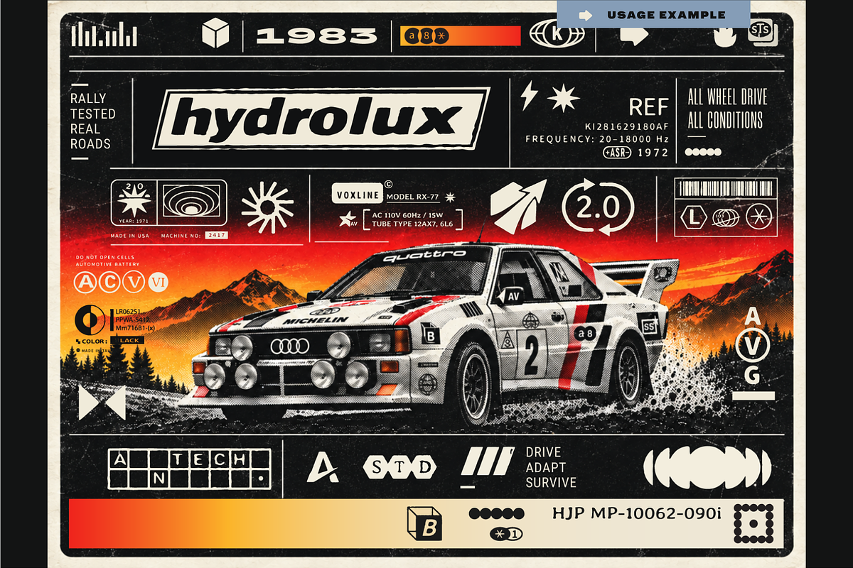 Retro Industrial Labels and Icons, an Object Graphic by Aure Design (Photo 9 of 9)