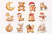 Cute Christmas Gingerbread Clipart, an Illustration by Dream Creation (Thumbnail 2 of 4)