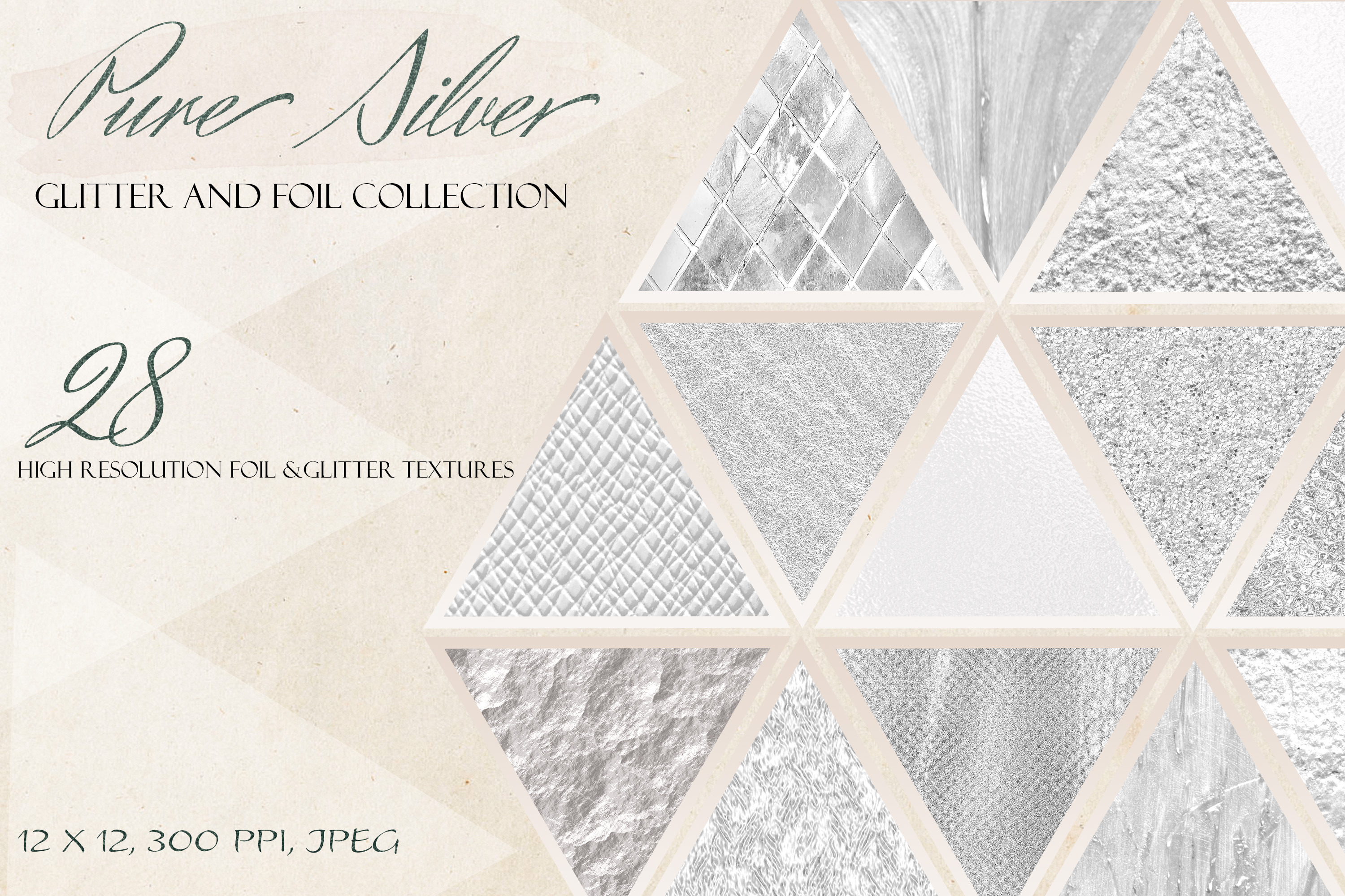 Pure Silver foil and glitter set, a Texture Graphic by Liquid Amethyst Art