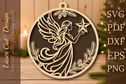 Christmas Angel Ornament SVG, a Work Illustration by Digital Artistic99 (Thumbnail 1 of 4)
