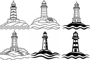 Lighthouses on Rocky Islands, an Object Graphic by Billah Hub