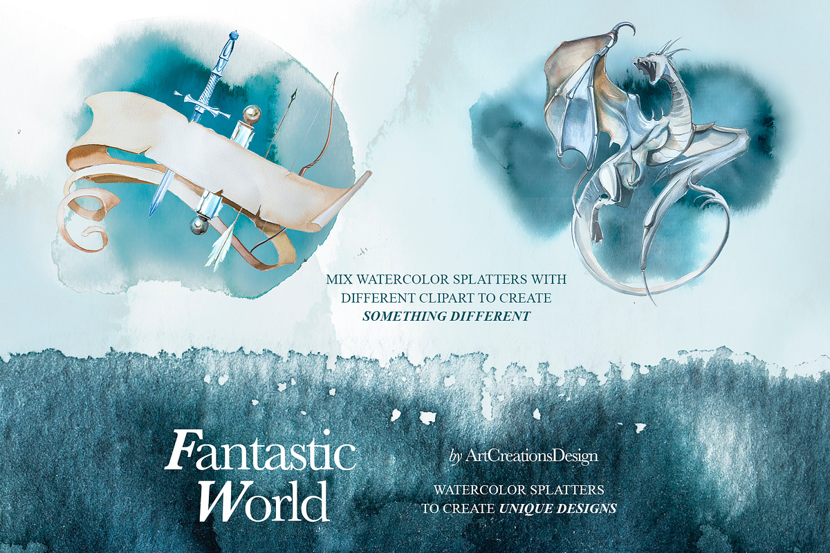 Watercolor Fantastic World Clipart, a Person Illustration by ArtCreationsDesign (Photo 15 of 23)