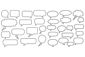 Black and White Speech Bubble Set, a Graphic by MkStudio