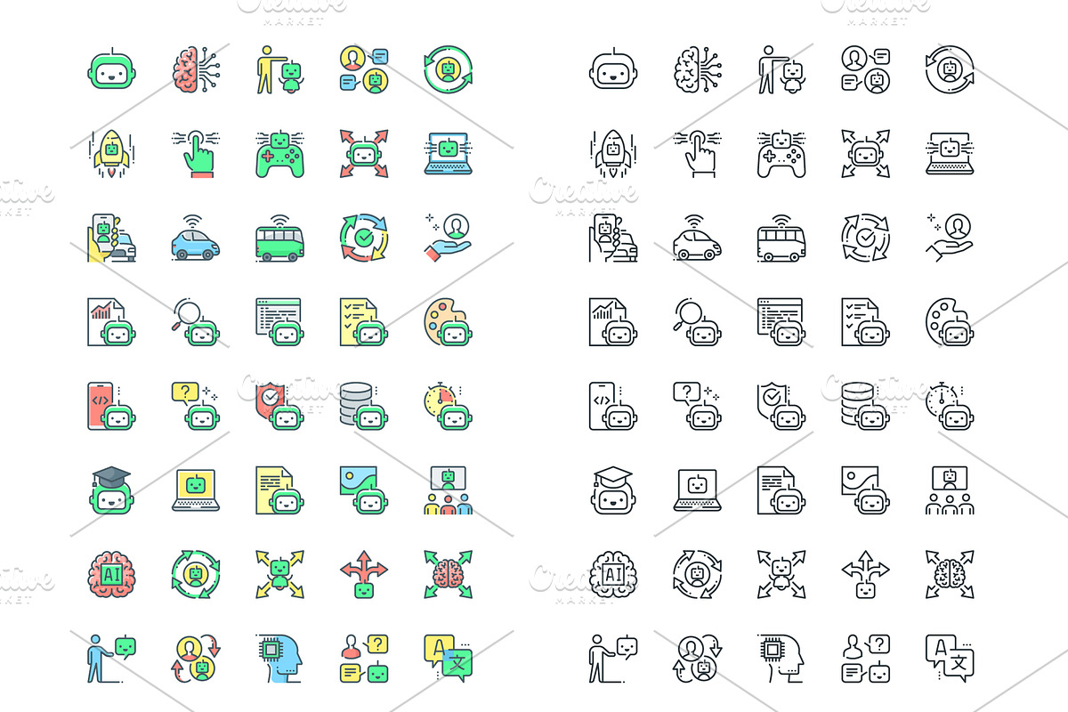 Artificial Intelligence Icons, an Outline Icon by Kalash (Photo 2 of 2)