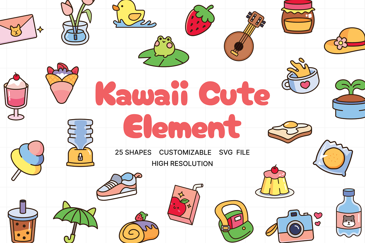 Kawai Cute Elements, an Object Graphic by Illustrava (Photo 1 of 9)