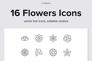 Flowers Line Icons, an Outline Icon by Nadiinko (Thumbnail 1 of 2)