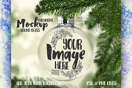 Clear glass ornament mockup