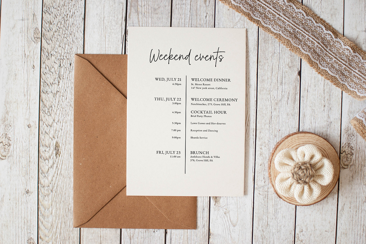 Rose Wedding Letter & Timeline Card, a Stationery Template by Beyond Muse (Photo 3 of 4)