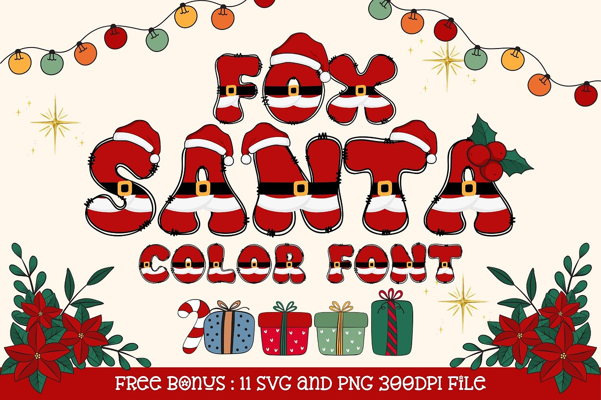 Fox Santa Color Font, a Symbol Font by Fox7 By Rattana (Photo 1 of 9)