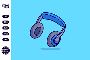 Headphone simple cartoon vector, a Technology Illustration by Satisfactoons