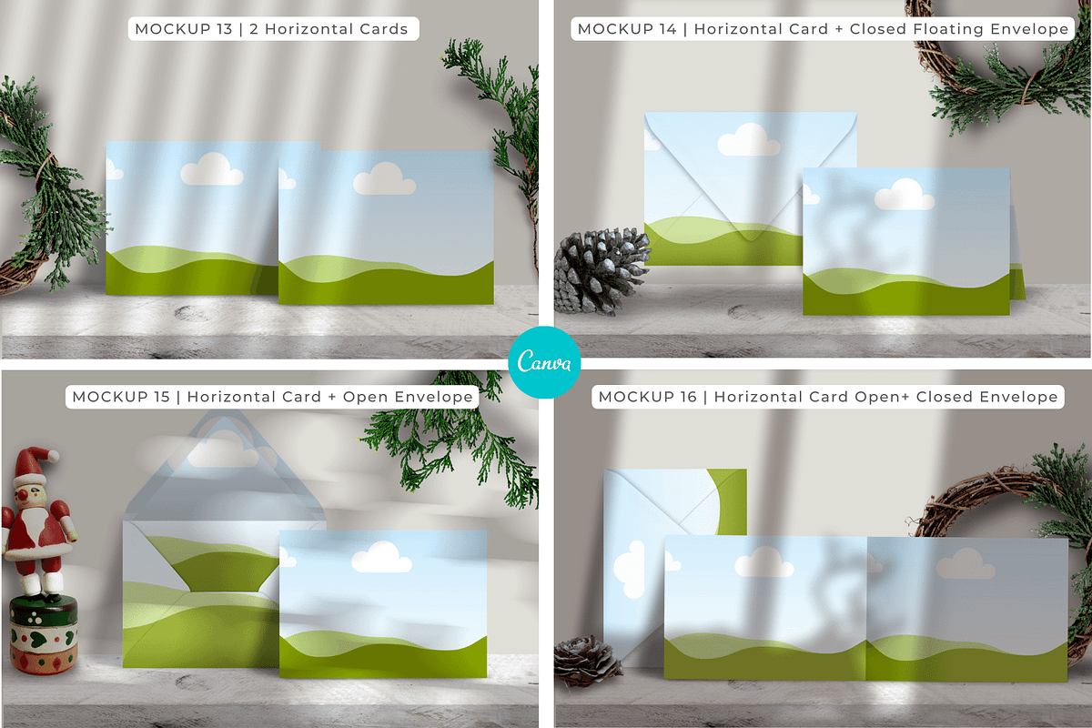 16 Christmas Card Canva Mockups, a Merchandise Mockup by Mockup Scene (Photo 7 of 23)