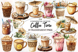Boho Summer Coffee Time Clipart, an Illustration by Designworld