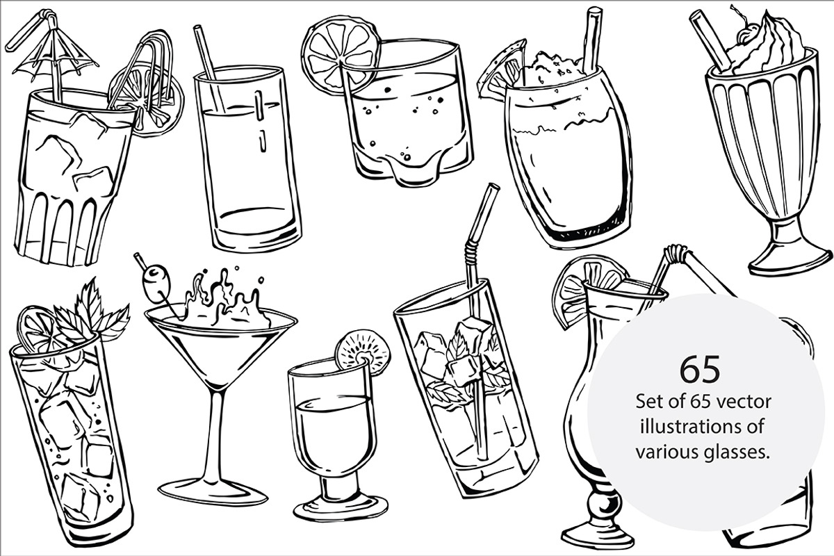 Glasses with drinks, a Food Illustration by risovanya (Photo 1 of 4)