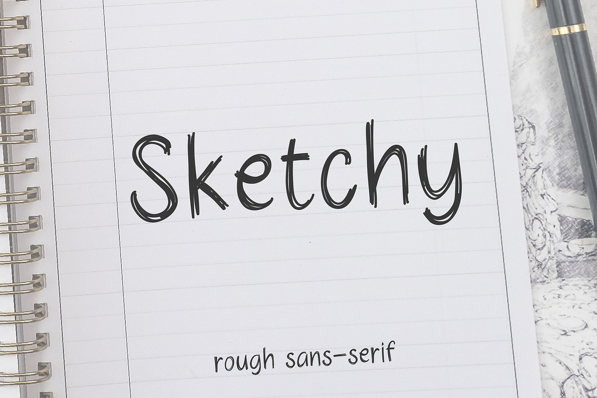 Sketchy - Rough Sans Serif Font, a Font by Mightyfire (Photo 1 of 3)