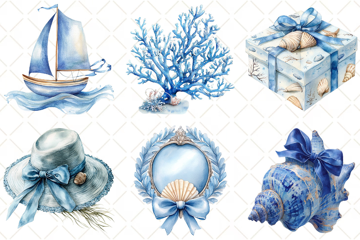 Coquettish Summer Blue Coastal Clipa, an Illustration by Black Bird Studio (Photo 5 of 5)