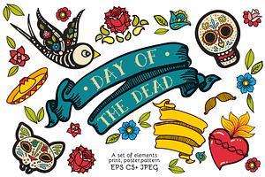 Day of the Dead. Hand drawn set.