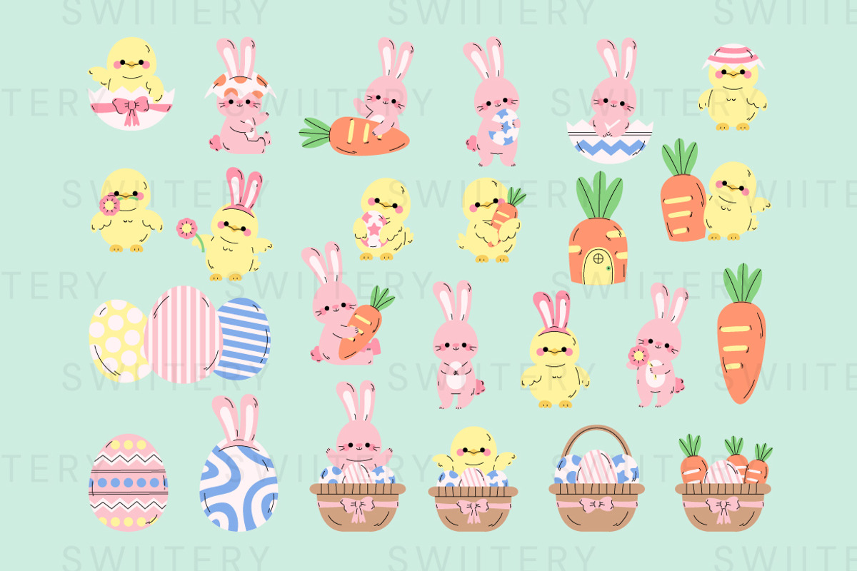 Happy Easter Clipart - Swiitery, a Seasonal Illustration by Iconixar & Friends (Photo 2 of 2)
